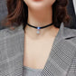 Collier ras-du-cou en cuir avec pendentif en zircon, bijou en plaqué argent