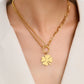Collier asymétrique trèfle, bijou en acier inoxydable doré