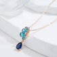Collier Blue, bijou en alliage plaqué or 585 (14 carats) et en zircons naturels
