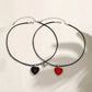 Duo de colliers coeurs avec aimant, bijou en acier inoxydable et en acrylique