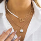 Duo de colliers perles et maillons, bijou en acrylique et plaqué or 14 carats