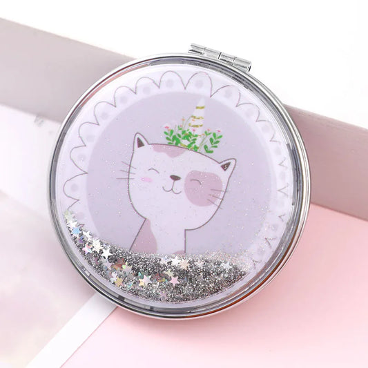 Petit miroir pliant double face, magnétique, gris