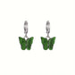 Boucles d'oreilles Papillons vert foncé, bijou en acier inoxydable argenté et en acrylique