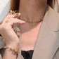 Parure de bijoux Collier + Bracelet Maillons en U, bijoux en acier inoxydable doré 18 carats