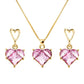 Parure de bijoux coeurs en zircons, bijoux en plaqué or 585 (14 carats) et en zircons