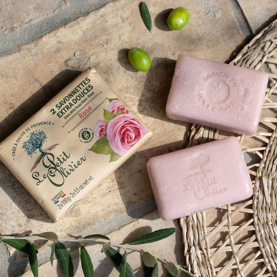Le Petit Olivier - savon extra doux au parfum de rose (2 x 100 g)