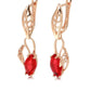Boucles d'oreilles pendantes pierre de cristal rouge, bijou plaqué or rose 585 (14 carats) et en zircons naturels