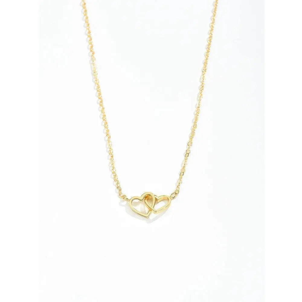 Collier coeurs enlacés, bijou en acier inoxydable doré