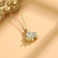 Collier éléphant avec zircons, bijou en acier inoxydable doré