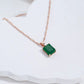 Collier pendentif pierre verte, bijou en plaqué or rose 585 (14 carats) et en zircon naturel