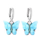 Boucles d'oreilles Papillons bleu clair, bijou en acier inoxydable argenté et en acrylique