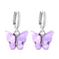Boucles d'oreilles Papillons mauves, bijou en acier inoxydable argenté et en acrylique