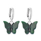 Boucles d'oreilles Papillons vert foncé, bijou en acier inoxydable argenté et en acrylique