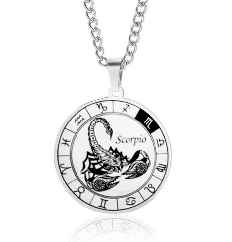 Collier Signe astrologique pour hommes, bijou en acier inoxydable argenté