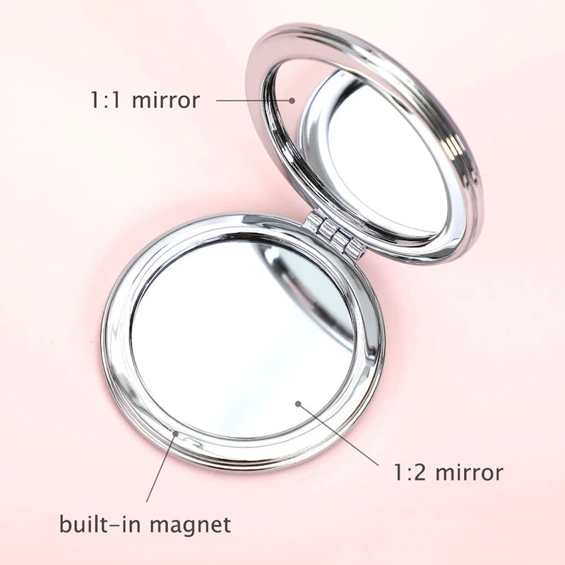 Petit miroir pliant double face, magnétique, bleu
