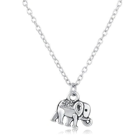 Collier pendentif éléphant, bijou en acier inoxydable argenté