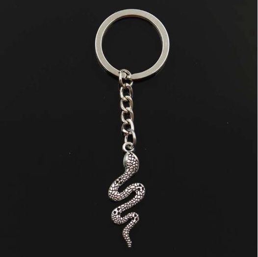 Porté-clés serpent Cobra, en acier inoxydable argenté