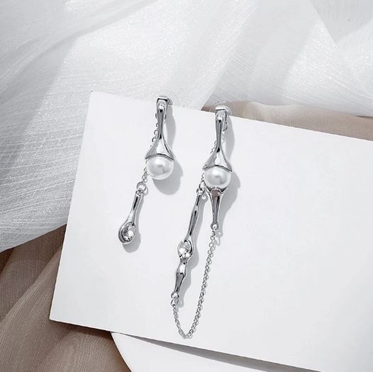 boucles d'oreilles punk avec chaînes, perles et connecteurs