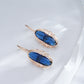 Boucles d'oreilles Tourmaline bleue, bijou en plaqué or 585 (14 carats) et en zircons naturels