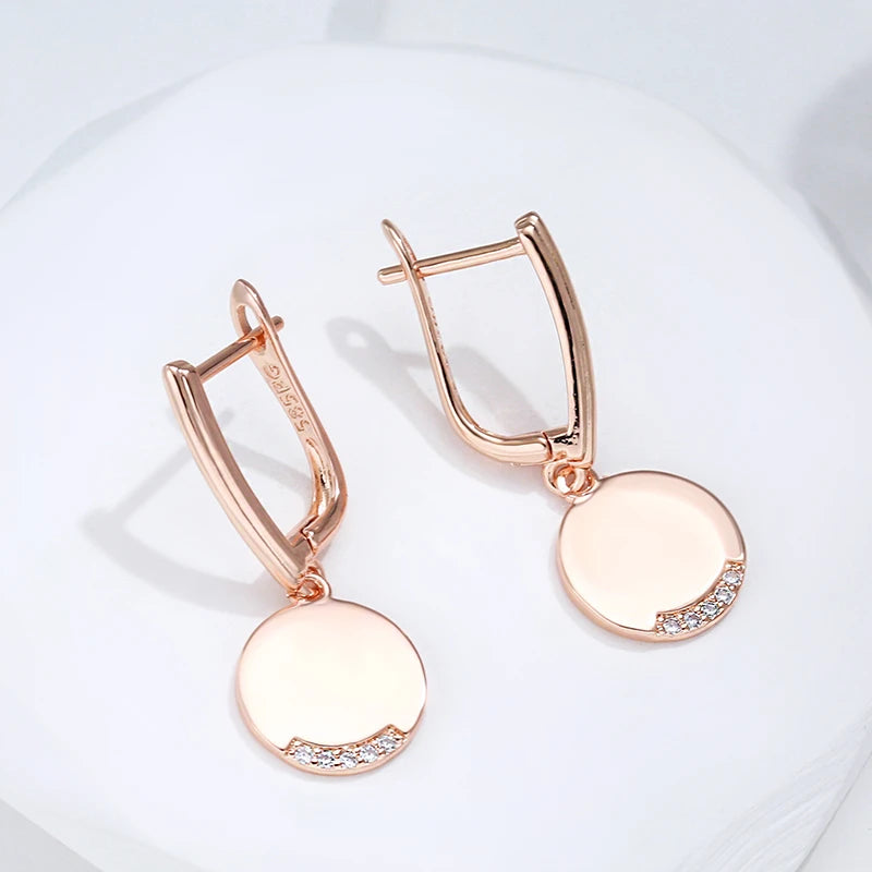 Boucles Disques sertis de zircons, bijou en alliage plaqué or 585 (14 carats), zircons naturels