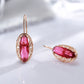 Boucles d'oreilles Tourmaline rose, bijou en alliage plaqué or 585 (14 carats) et en zircons naturels