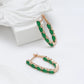 Boucles d'oreilles zircons verts, bijou en plaqué or rose et en zircons naturels