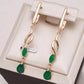 Boucles d'oreilles zircons verts, bijou en plaqué or rose et en zircons naturels