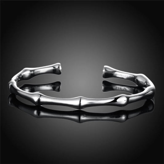 Bracelet jonc bambou, bijou en plaqué argent 925