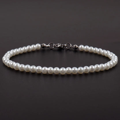 Bracelet de perles beige ivoire, bijou en acrylique