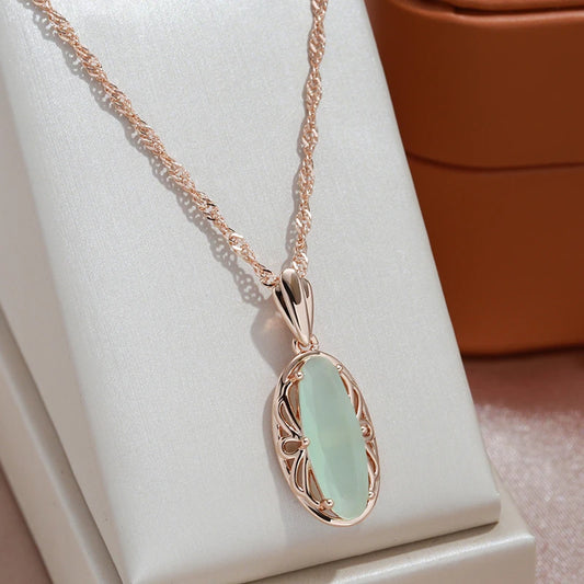 Collier Tourmaline verte, bijou en alliage plaqué or 585 (14 carats) et en zircon naturel