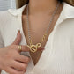 Collier Statement à deux tons, bijou en acier inoxydable doré et argenté