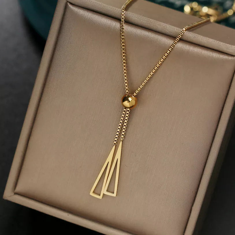 Collier pendentif géométrique, bijou en acier inoxydable doré