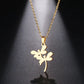 Collier Duo de Libellules, bijou en acier inoxydable doré