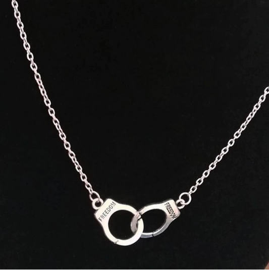 Collier menottes, bijou en acier inoxydable argenté