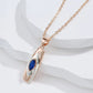 Collier Zircon bleu, bijou en alliage plaqué or 585 (14 carats) et en zircon naturel