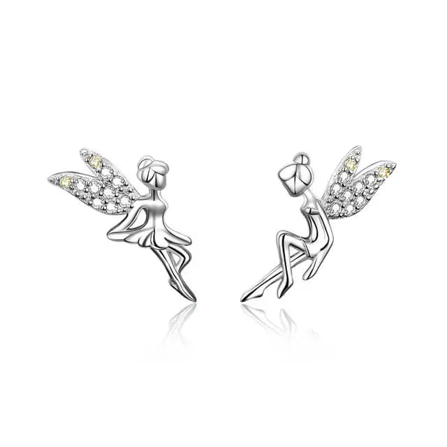 Boucles d'oreilles Fées, bijou en plaqué argent et zircons naturels