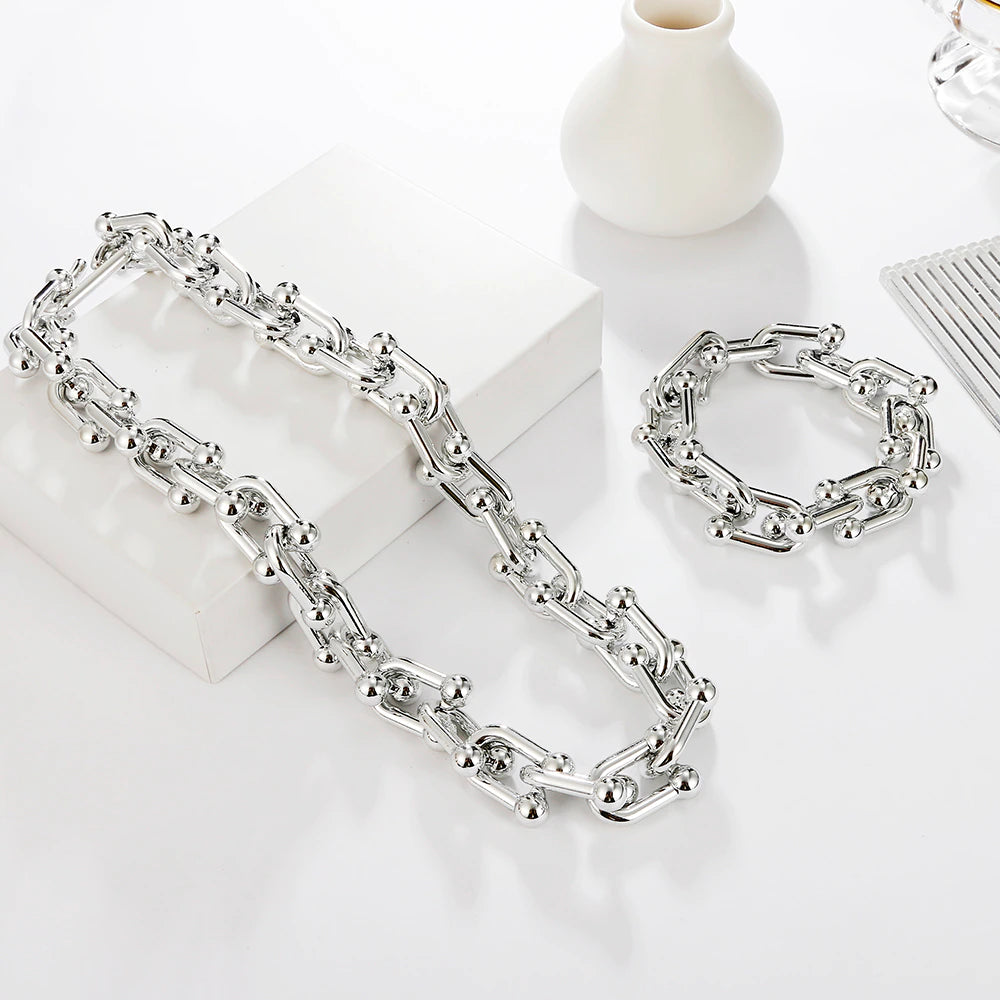 Parure de bijoux Maillons en U, bijoux en acier inoxydable