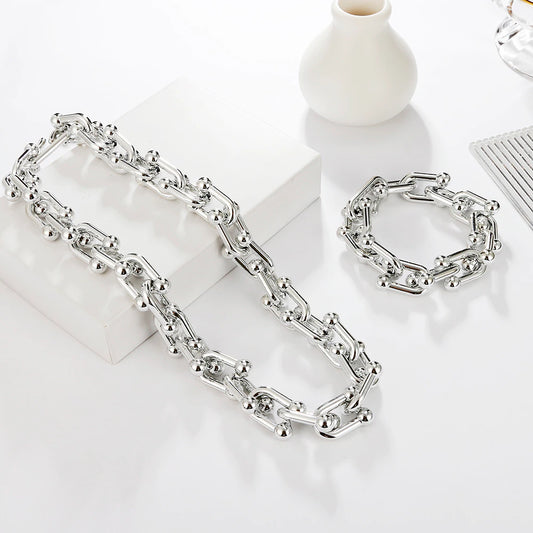 Parure de bijoux Maillons en U, bijoux en acier inoxydable