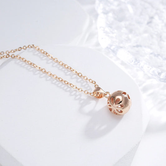 Collier boule zircon blanc, bijou en plaqué or rose et en zircon naturel